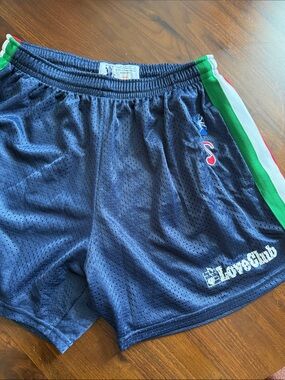 LoveClub Navy Mesh Men’s Athletic Shorts with Tricolor Side Stripe - XXL